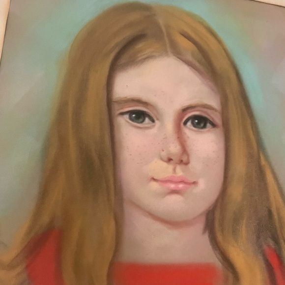 Original Art Work Painting Vintage Pastel Portrait Of a Young Girl - Picture 6 of 16